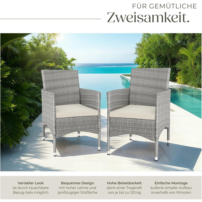 Tectake 2-Piece Rattan Garden Chair Set