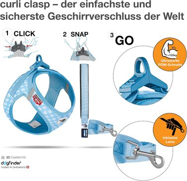 Шлейка для собак Air-Mesh блакитна з коламі, розмір M & поводок L блакитний з коламі