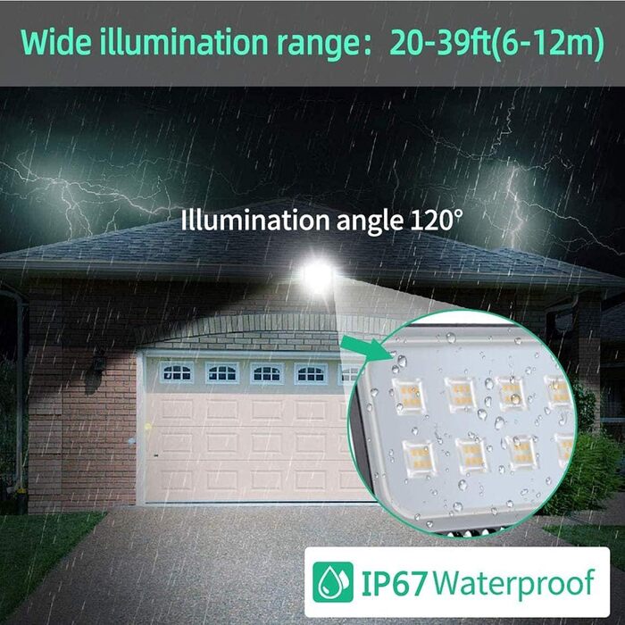 papasbox 100W LED Floodlight Spotlight, LED Floodlight Construction Light with Plug Waterproof IP65, 3000K Warm White, Ideal Wall Light Outdoor Lighting for Garden, Garage, Hotel