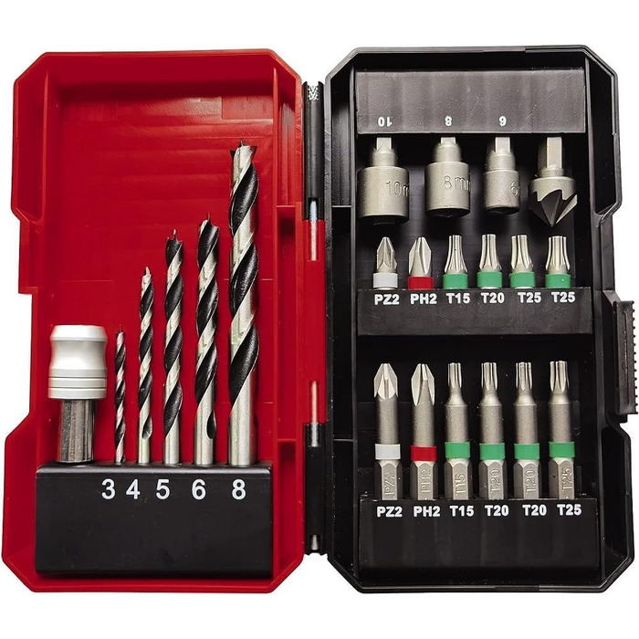 Акумуляторний дриль-шуруповерт Einhell TE-CD 18/45 3X-Li+ Power X-Change (18 В, 45 Нм, кутовий насадка, ексцентрик, 22-ти шт. набір біт, 2x2.0 Ah акумулятори, зарядний пристрій + E-Box)