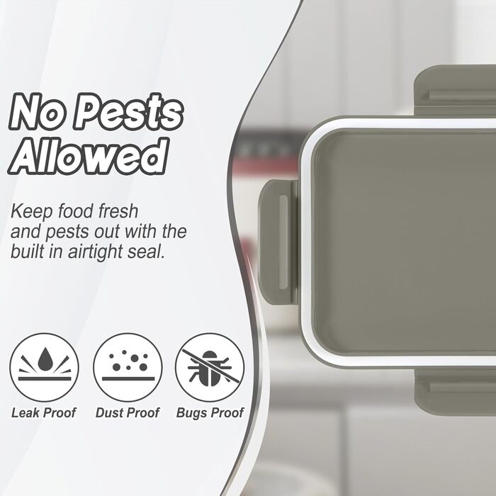Контейнер для зберігання корму для собак та котів LEAWALK, 3.6-5.4 кг, BPA-free, темно-сірий