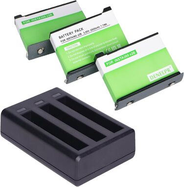 2 акумулятори Insta360 2800mAh з зарядним пристроєм USB-C, Li-Ion акумулятори для Insta360 Action Camera, з Micro SD слотами (X2)