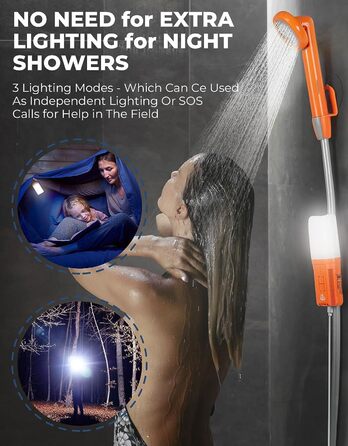 Портативна душова кабіна для кемпінгу Zooma з насосом, для відпочинку на природі, сад, вулиця, акумуляторна