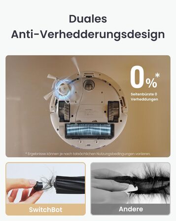 Робот-пилосос SwitchBot K11+ з мокрою прибиранням, 6000Pa, самостійна очистка контейнера, LDS-картування, 3.6 дюйми, сумісний з Apple Home, Alexa, Google Home та Matter, бежевий