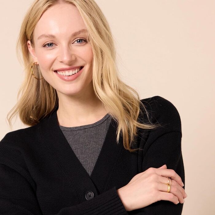 Кардиган-пуловер жіночий Amazon Essentials середньої щільності, V-подібний виріз, вільний крій, чорний, M