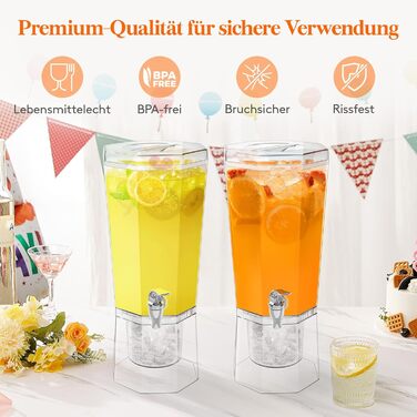 Диспенсер для напоїв Lifewit 4L з краником та підставкою, пластиковий диспенсер для води, лимонаду, соку, для вечірок та буфетів