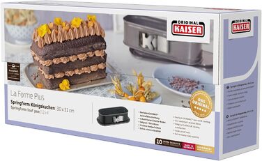 ORIGINAL KAISER Kaiser Springform La Forme Plus King's Cake 30 x 11 cm Made in Germany non-stick KAIRAMIC cut-resistant leak-proof, Alloyed Steel, Transparent, King's Cake Pan