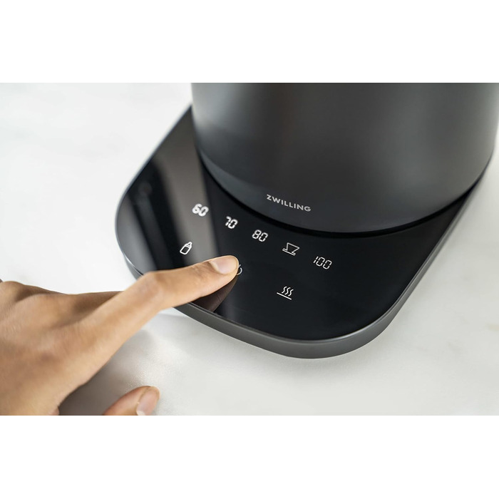 ZWILLING ENFINIGY Water Kettle Pro with Temperature Setting, Stainless Steel Scale Filter & Keep-Warm Function, 1850 Watts, 1.5 Liters, Black