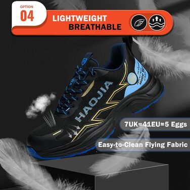 Черевики робочі чоловічі/жіночі, легкі, з металевим підноском, дихаючі, протиударні, протиковзкі, для будівель, майстерень, складу, саду (43 EU, Синій)