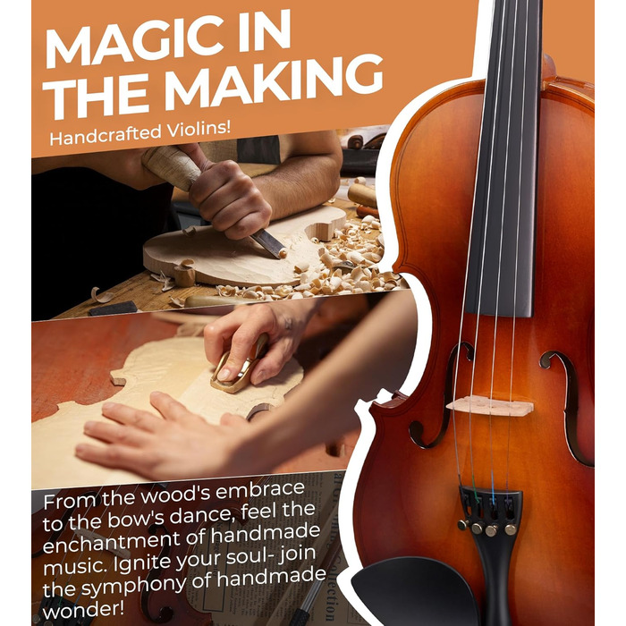 Скрипка Vangoa 4/4: Повнорозмірний комплект для початківців з масивного дерева, червоний, для правшів