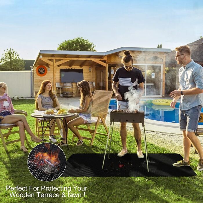 Вогнетривкий килимок підкладка 100х150 см зі скловолокна та силікону для гриля, каміна та барбекю, захисна підстилка для підлоги та газону