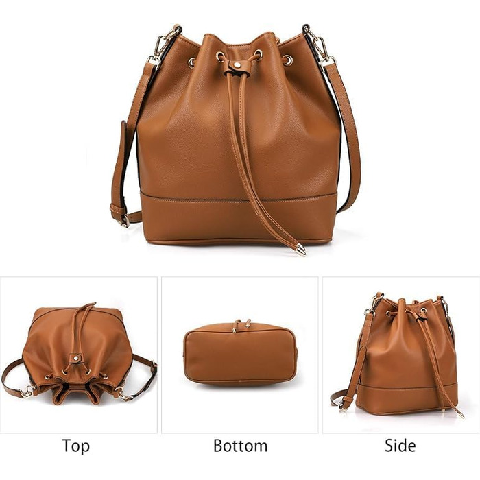 Сумка жіноча AFKOMST через плече, велика м'яка сумка-шопер з двома ременями (коричнева)