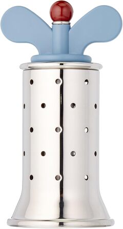 Перцемолка Alessi 9098 з рифленням, нержавіюча сталь та термопласт, світло-блакитна, 8.7×6.5×8.7 см, полірована