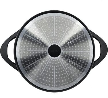 Набір посуду Induktion BRIEBЕ 12-ти частинний: 4 казани з алюмінію, 2 сковорідки з антипригарним покриттям ILAG GRANITEC (без PFOA), кришки зі скла, рукавички з силікону. Підходить для індукційних, газових плит та духовки.