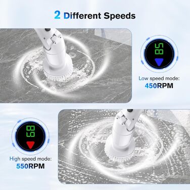 Електрична щітка для прибирання: 8 насадок, 2 швидкості, 550 RPM - для ванної, плитки, скла