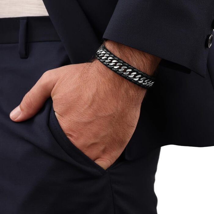 Браслет на руку JOOP! для чоловіків, нержавіюча сталь, сріблястий, 18,5+1,5+1,5 см, у подарунковій коробці
