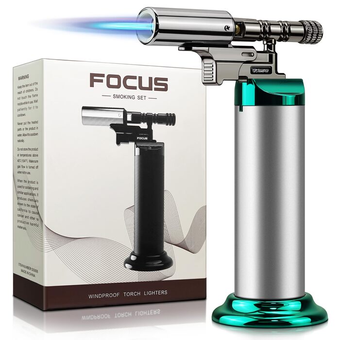 Газовий пальник Küchenbrenner для кухні, крем-брюле, паяння, заправний бутан, Jetflamme (Wb009-silver)