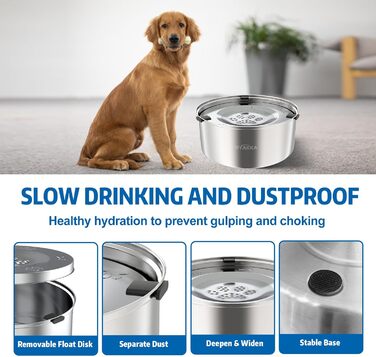 Нержавійна миска для собак 3L Anti Schling без облизування, Slow Feeder для подорожей, підходить для середніх та собак, що швидко їдять
