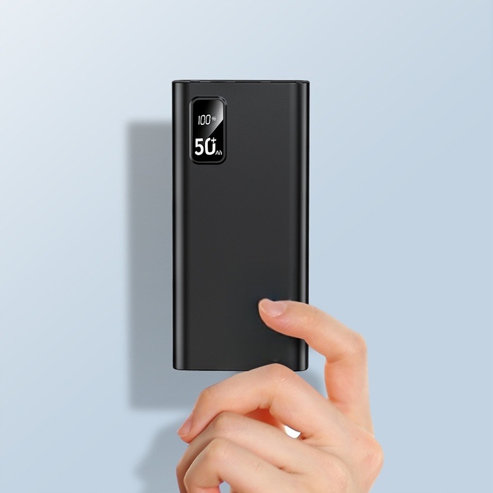 Потужний зовнішній акумулятор (Power Bank) 50000mAh 22.5W, швидка зарядка USB-C, тонкий корпус