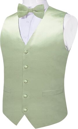 Жилет чоловічий DiBanGu з атласу та краваткою-метеликом, Salbeigrün (M) – для весілля та свят