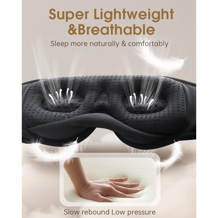 Маска для сну Musicozy з навушниками | Bluetooth 5.4, блокування світла, для подорожей, лавандовий колір. Подарунок для чоловіків та жінок