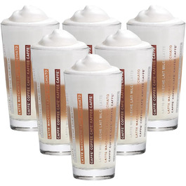 Set of 6 Latte Macchiato/Coffee Glasses - 370ml, 6 Drinking Straws 23 cm, 1 Brush (6 Siestr Druck 370ml)