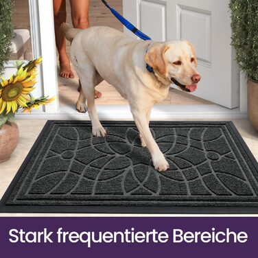 Килимок для дому та вулиці DEXI, 60 x 90 см, антиковзаючі, миючий, вологостійкий, сірий