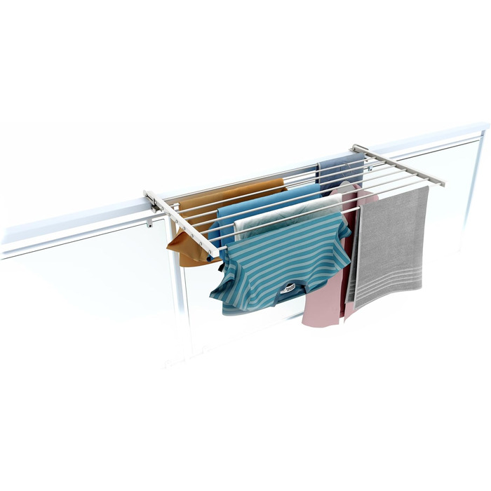 Сушарка для білизни Foxydry Duo для балкона, тераси та перил, біла, 102 см, нержавіюча сталь/алюміній