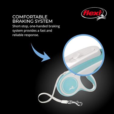 Висувна собача повідка FLEXI New Comfort, 5 м, розмір S, для собак до 15 кг, сіра/блакитна