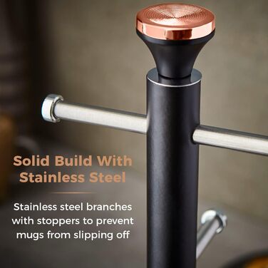 Tower T826132PNK Cavaletto Beaker Stand with Stainless Steel Stoppers, Soft Base, Marshmallow Pink and Roségold (Black and Rose Gold)