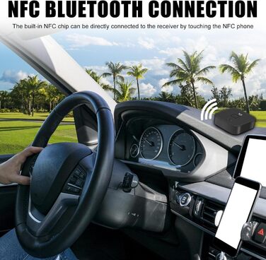 Bluetooth аудіо адаптер NFC 5.0: HiFi приймач для стереосистеми з AUX/Cinch роз'ємами