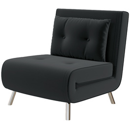 HOMCOM Sleeper Chair Folding Chair with Bed Function 77x88x83cm, Single Sofa with Cushion, Velvet Upholstered Sofa in Black for Guests