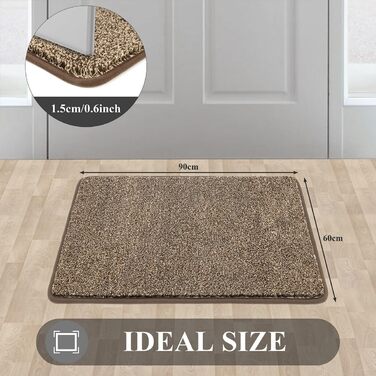 Привратний килимок Pauwer протиковзний та зносостійкий, мийний килим для вхідних дверей, тераси та саду (60 x 90 см, Коричневий)