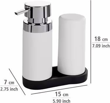 WENKO Easy Squeez-e Dish Station White, Soap and Dish Soap Dispenser, 0.25 l