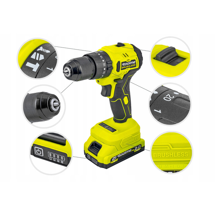 Акумуляторний шуруповерт Toolme 20 V Q9RFFX-A7SN6QTO1K