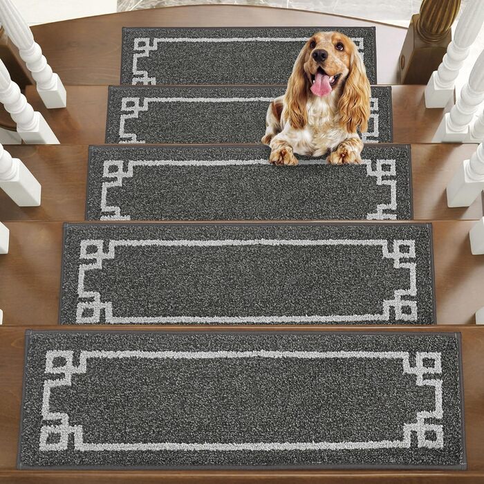 Килимочки на сходи BEQHAUSE, 4 шт., самоклеючі, для дітей, літніх людей та домашніх тварин, 100% поліестер, TPE-підкладка, 22x70 см, темно-сірий