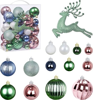 Новорічні кулі для ялинки Gaoyong (50 шт., зелені) - прикраси для ялинки, декор для святкування з родиною та друзями