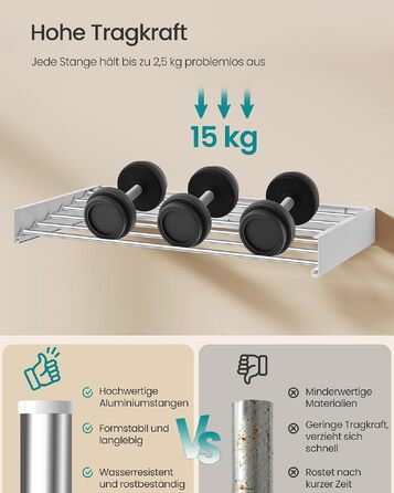 Настінна сушарка для білизни SONGMICS BUNJI, складана, 6 стійок, 100 см, висувна та компактна, біла (LLR810WE01)