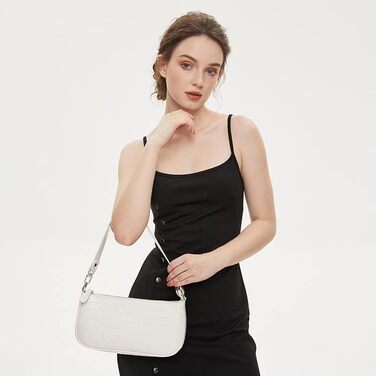 Сумка жіноча через плече крокодиляча шкіра ретро вінтаж міні біла – класична сумка-шопер (#1)