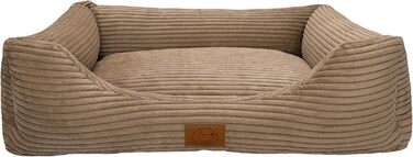 Ортопедичне ліжко для собак Elropet з м'якого корду, кошик для собак, XS/S/M/L/XL/XXL, Оливковий, Капучино
