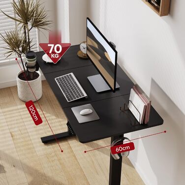 SANODESK Electric Standing Desk with Memory - 120x60cm White & Black