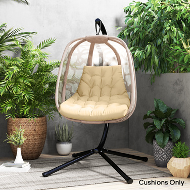 Подушка для сидіння Outsunny, 120x100 см подушка для стільця зі спинкою, 8 см товщиною м'яка подушка, водонепроникна подушка для сидіння для гойдалок та підвісних крісел, Бежева | Aosom