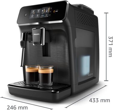 PHILIPS 2200 Series Fully Automatic Coffee Machine – Classic Milk Frother, Intuitive Touch Display, Matte Black (EP2220/10) Classic Milk Frother 2 Coffee Specialties