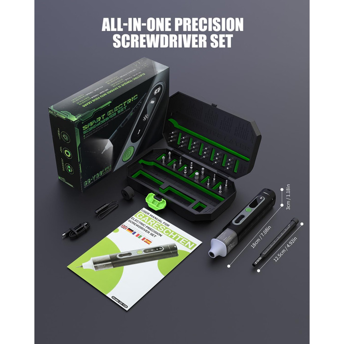 Електрична викрутка 36 в 1, міні-набір, акумуляторна викрутка з бітами H4, H6.3, 4 моменти, 1500mAh, інструмент для ремонту телефонів, окулярів, годинників, ноутбуків GS-Y08