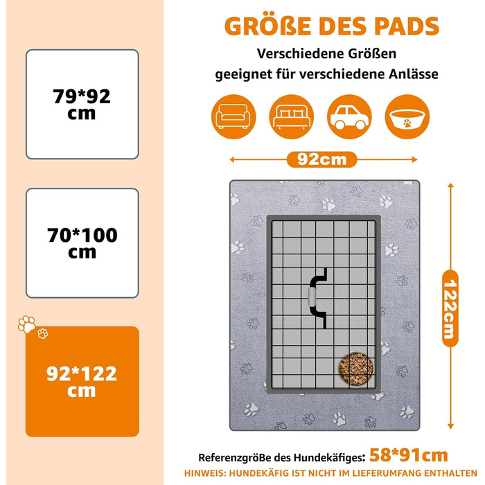 Підстилка для собак та цуценят PICK FOR LIFE, 2 шт., швидко поглинаюча, 92x122 см, сіра