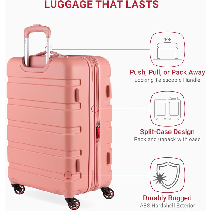 Чемодан SwissGear 7366 Hardside з розширенням та спін-колесами, середній, 23 дюйми, коралловий мандарин