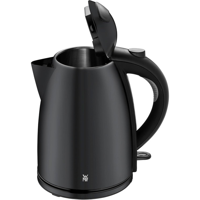 WMF Stelio Electric Kettle, Stainless Steel, 1.7L, Electric Kettle with Scale Filter, 2400 W, Illuminated Water Level Indicator, Matte Black Stainless Steel