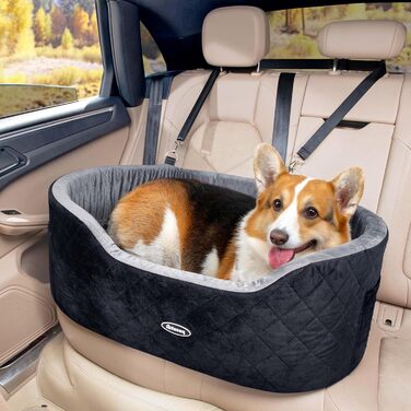 Dog Car Seat Back Bench with Thick Padding for Pet Travel, Waterproof and Washable, Dog Car Seat Back Bench with 2 Safety Leashes. Medium Back Length Less than 70 cm