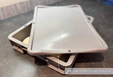 Pizza Ball Box (40 x 30 x 7 cm) for pizza dough, reusable box for pizza (reusable packaging), including dough scraper, complete set (2x box, 1x lid)