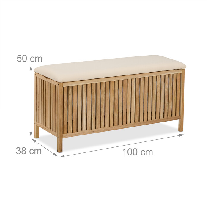 Relaxdays laundry hamper made of walnut wood with seating
